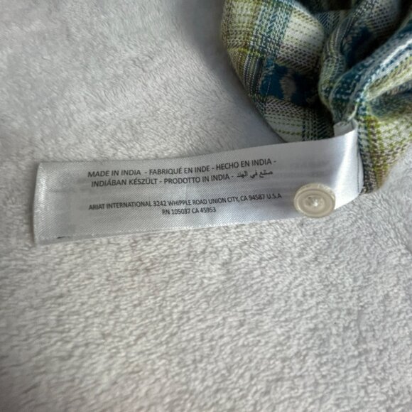 Ariat Retro Fit Mens Plaid Long Sleeve Button-Up Snap Shirt Medium Brown/Blue - Picture 5 of 12